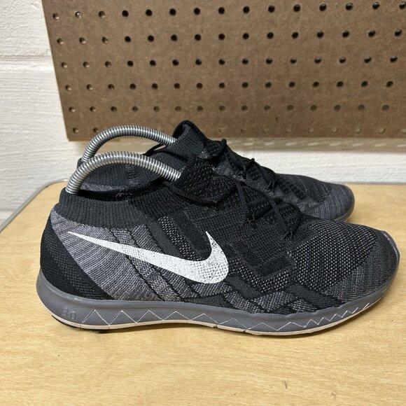 Nike Womens Free 3.0 FlyKnit Black Gray 718420-001 Running Shoes Size 10 - Picture 4 of 8